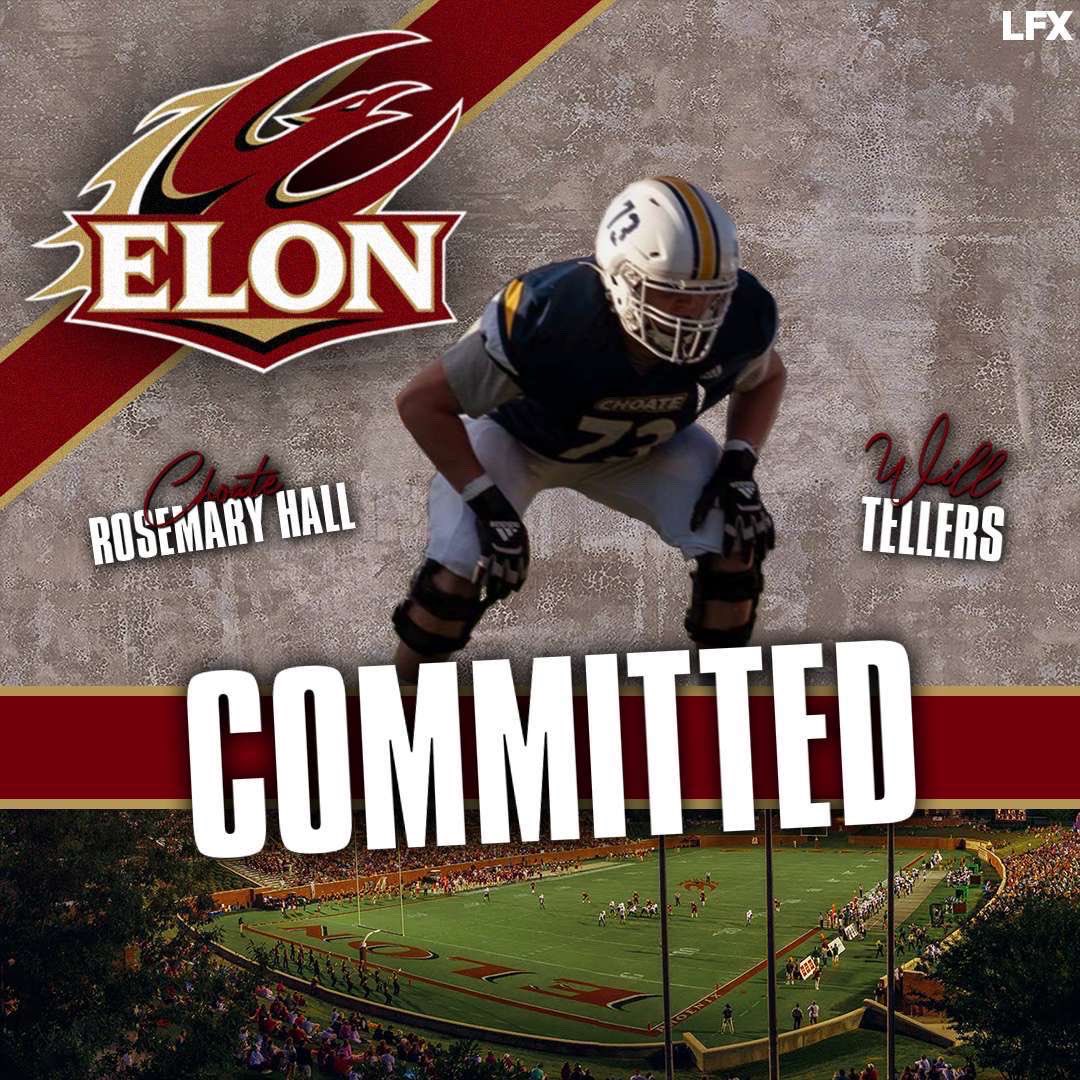 Will Tellers (@wtellers_60) on Twitter photo I am excited to announce my commitment to <a href="/ElonFootball/">Elon Football</a>. Thank you to my coaches and teammates at Choate for all the support. Lastly, thank you to all the coaches at Elon for this incredible opportunity. #AED #AMA2IN6ย <a href="/coach_spinnato/">Coach Spinnato</a> <a href="/CRHFootball/">Choate Rosemary Hall Football ๐</a> <a href="/TonyTrisciani/">Tony Trisciani</a> <a href="/Coach_Stad/">Alex Stadler</a> I am excited to announce my commitment to <a href="/ElonFootball/">Elon Football</a>. Thank you to my coaches and teammates at Choate for all the support. Lastly, thank you to all the coaches at Elon for this incredible opportunity. #AED #AMA2IN6ย <a href="/coach_spinnato/">Coach Spinnato</a> <a href="/CRHFootball/">Choate Rosemary Hall Football ๐</a> <a href="/TonyTrisciani/">Tony Trisciani</a> <a href="/Coach_Stad/">Alex Stadler</a>
