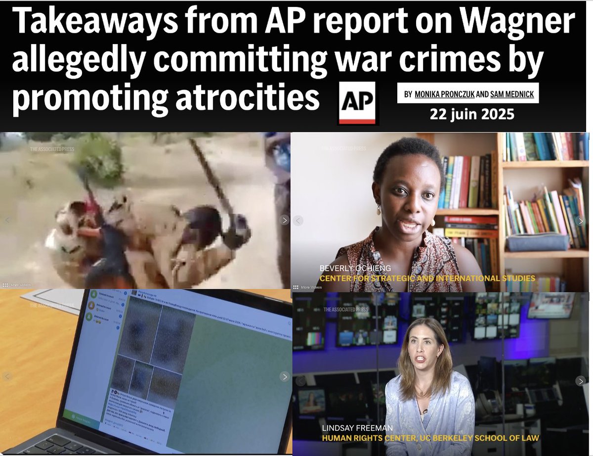 #HGGSP Stratégie de terreur numérique en Afrique: la CPI appelée à enquêter sur des crimes de guerre potentiels du groupe Wagner au Sahel entre décembre 2021/juillet 2024, en diffusant des vidéos d'exactions contre des civils sur les RS (Telegram et X)
apnews.com/article/wagner…