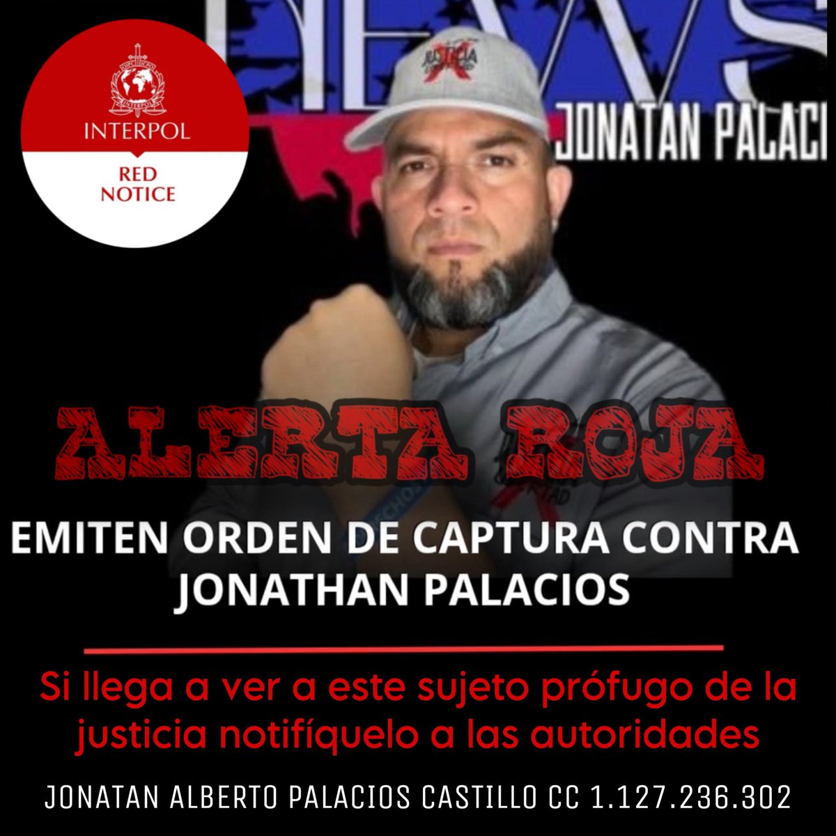 No toleraremos la crueldad. Exigimos que se haga justicia por las víctimas de sus actos. #SeBuscaJonatanPalacios