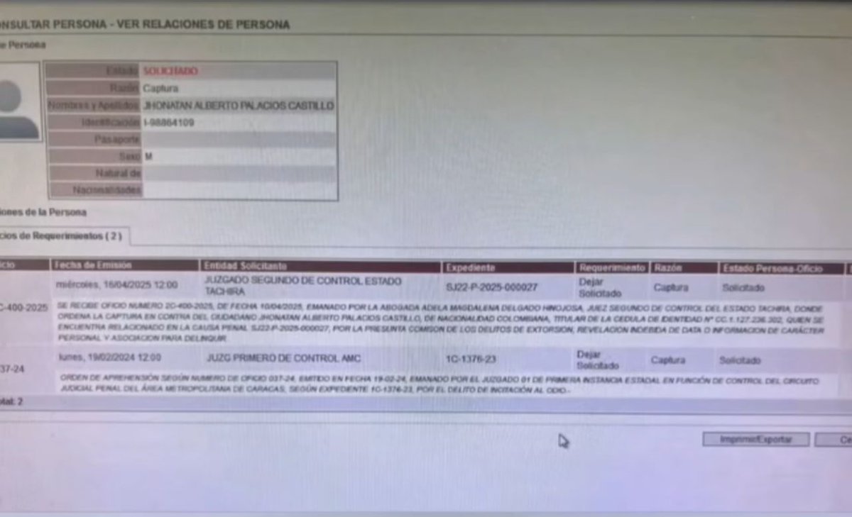 La impunidad no puede ser el final. Exigimos justicia para todas las víctimas de sus actos. #SeBuscaJonatanPalacios