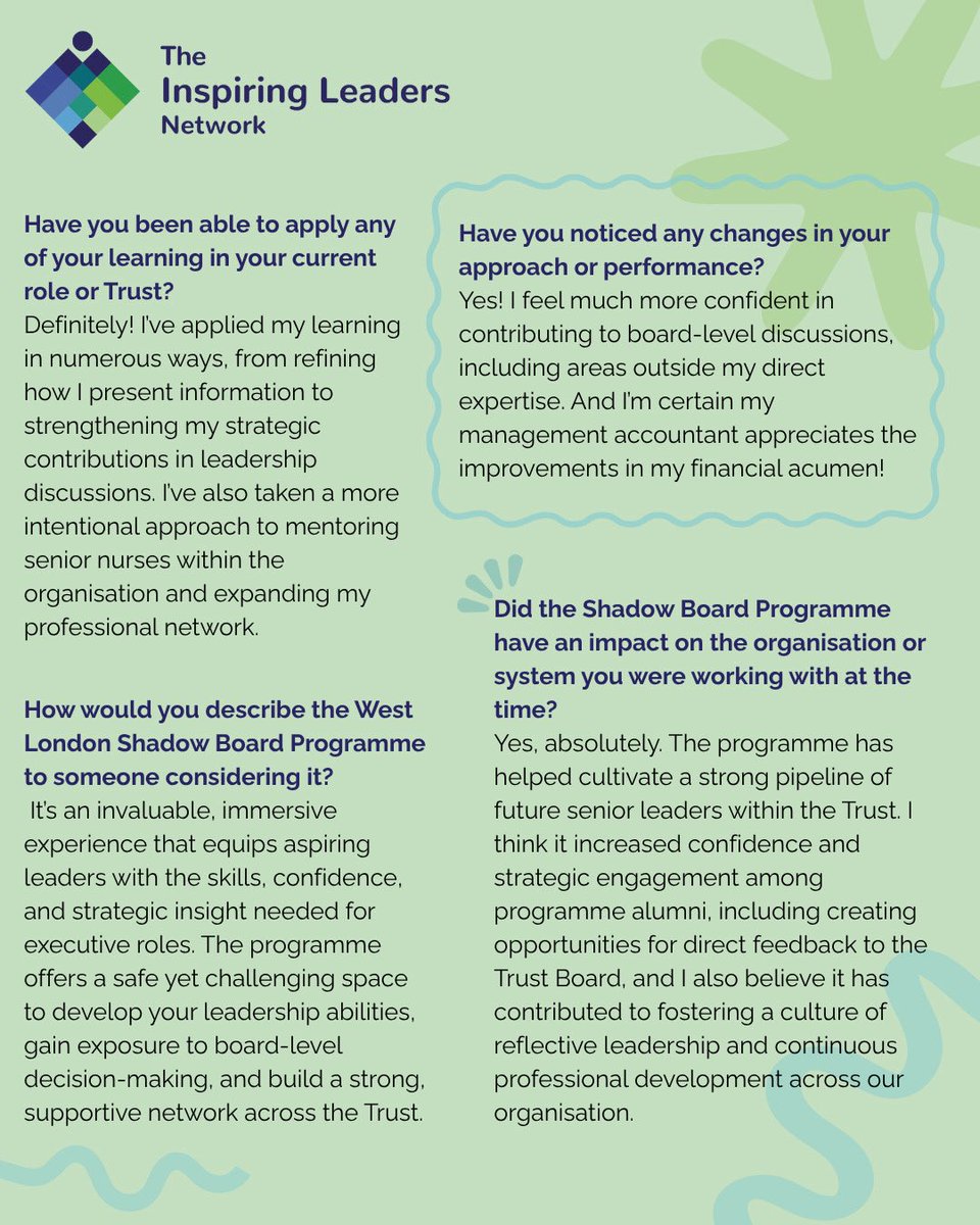 As we celebrate #10yearsoftheILN we are reflecting on the successful Shadow Board Programme®️ A huge thanks to Gillian Kelly for sharing her experience