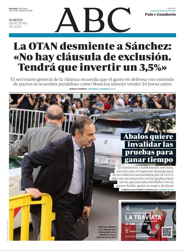 Publicidad de "La Traviata" con la foto de Ábalos entrando al Supremo. Poesía