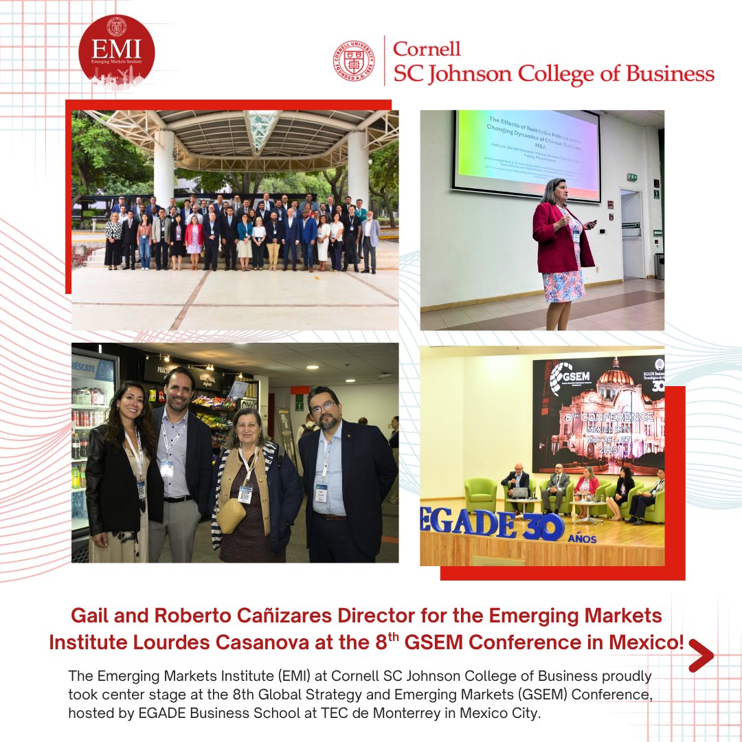 Lourdes Casanova (@lourdescasanova) on Twitter photo 📍From the classroom to the global stage 🌍
Honored to represent the Emerging Markets Institute at the 8th GSEM Conference in Mexico City, hosted by <a href="/egade/">EGADE Business School</a> and <a href="/TecdeMonterrey/">Tecnológico de Monterrey</a>.
#GSEM2025 #CornellSCJohnson #EmergingMarkets #Cornellmba #Sustainability #AcademicLeadership 📍From the classroom to the global stage 🌍
Honored to represent the Emerging Markets Institute at the 8th GSEM Conference in Mexico City, hosted by <a href="/egade/">EGADE Business School</a> and <a href="/TecdeMonterrey/">Tecnológico de Monterrey</a>.
#GSEM2025 #CornellSCJohnson #EmergingMarkets #Cornellmba #Sustainability #AcademicLeadership