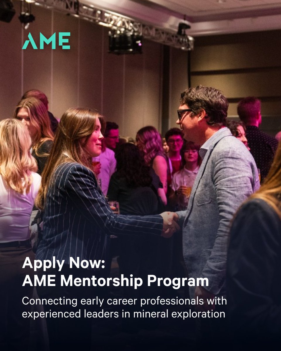 AME_BC's tweet image. 📣 The AME Mentorship Program is back!
We are excited to bring back this program, designed to connect early career professionals with experienced leaders in the mineral exploration industry.
This program is all about growth: mentees gain valuable insights and direction as they…