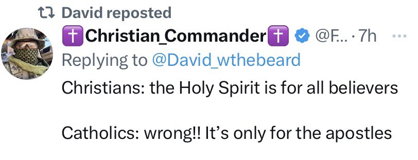 The Gifts of the Holy Spirit—available to ALL believers:

• WISDOM: To value the things of God

• UNDERSTANDING: To grasp faith’s mysteries

• COUNSEL: To make wise decisions

• FORTITUDE: To strengthen the will

• KNOWLEDGE: To enlighten the mind

• PIETY: To love &amp; serve