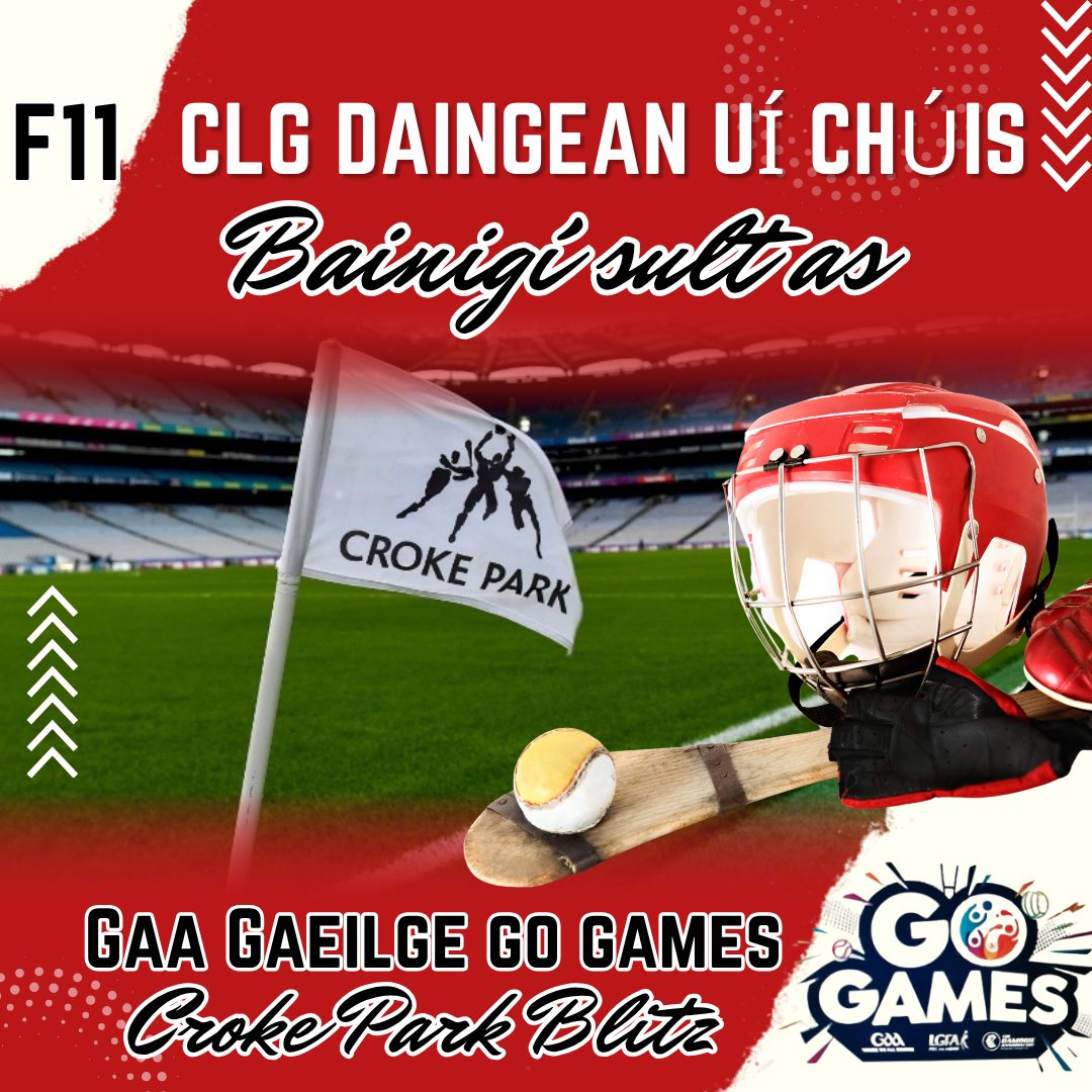 All roads lead to Croker tomorrow for our u11 hurlers!! 🟥⬜
Guímid gach rath ar ár bhfoireann iomaíochta F11 amárach. Beidh siad ag glacadh páirt i mblitz GAA Gaeilge Go Games i bPáirc an Chrócaigh amárach. Tá súil againn go mbainfidh siad sult as lá.👏👏