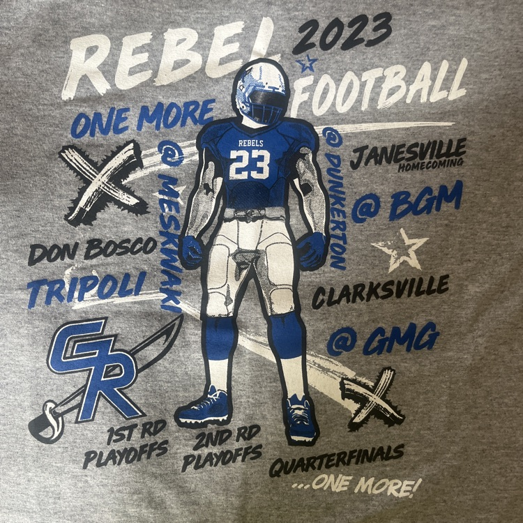 RebelNation (@gr_rebels) on Twitter photo G-R Booster Club T-Shirt Sales $5.00! Contact: John.olson@gr-rebels.net for payment options and to reserve the few items we have remaining. 2023 Football T-Shirt. (1) Yth Large remaining. G-R Booster Club T-Shirt Sales $5.00! Contact: John.olson@gr-rebels.net for payment options and to reserve the few items we have remaining. 2023 Football T-Shirt. (1) Yth Large remaining.