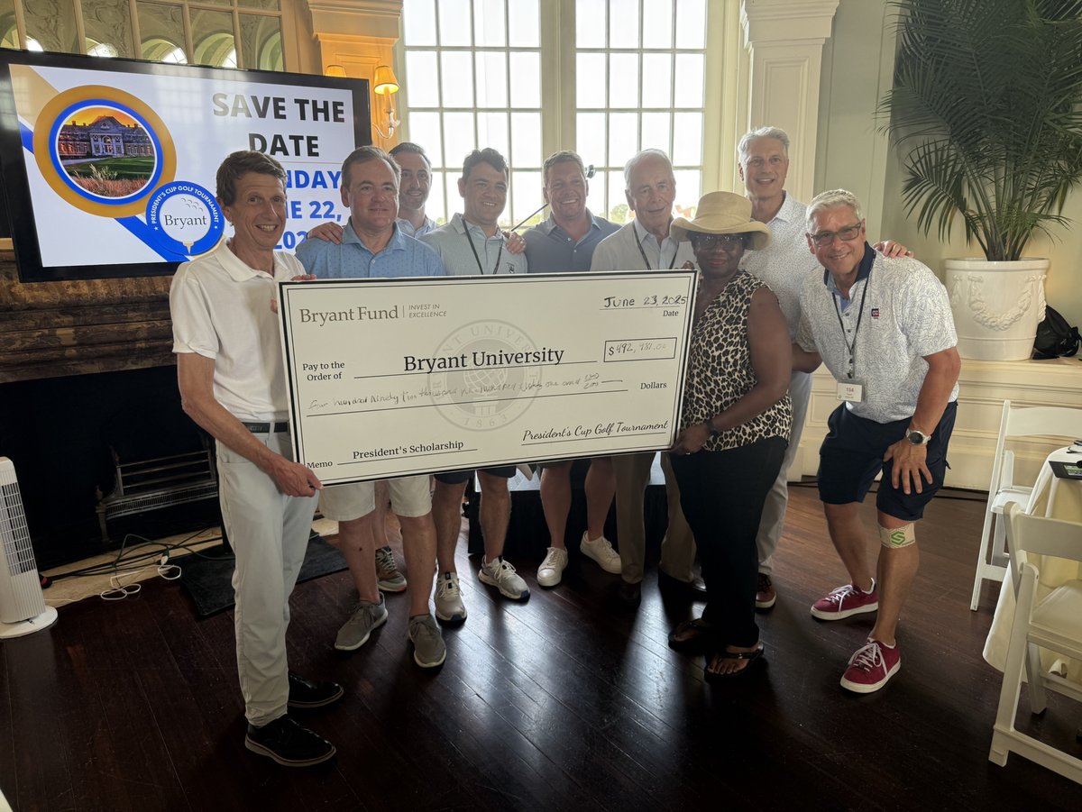 Bryant University Alumni (@bryantalumni) on Twitter photo Thank you to everyone who made the 21st Annual President’s Cup Golf Tournament a resounding success yet again! Your generosity raised $492,981 to support <a href="/BryantUniv/">Bryant University</a>’s amazing young leaders.
We’ll see you back in Newport next year on June 22! Save the date! Thank you to everyone who made the 21st Annual President’s Cup Golf Tournament a resounding success yet again! Your generosity raised $492,981 to support <a href="/BryantUniv/">Bryant University</a>’s amazing young leaders.
We’ll see you back in Newport next year on June 22! Save the date!