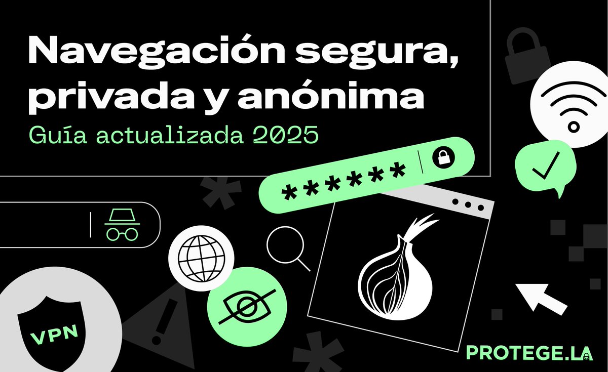 #LecturaRecomendada #CuidadosDigitales

⚠️ Actualizamos nuestra guía de navegación segura con más y mejores herramientas para que cuides tu privacidad mientras navegas en la red. 🚀

Chécala por acá 😉👇
protege.la/guias-contenid…