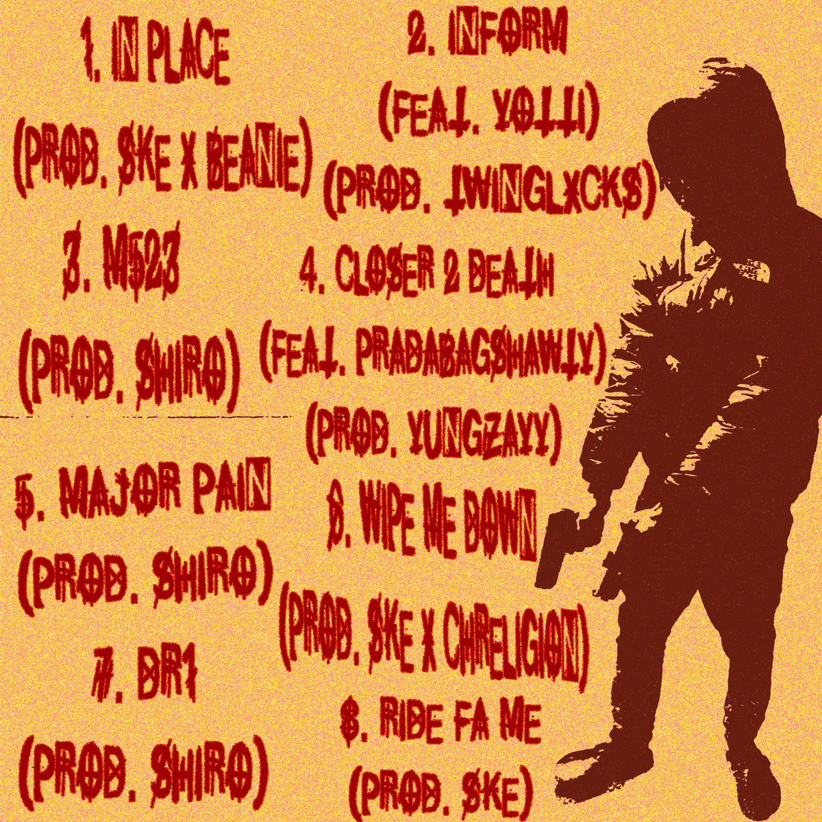 hard2existt's tweet image. imsomarcus “thru da blinds” 
cover art + tracklist | #1 #6 #8 by ske