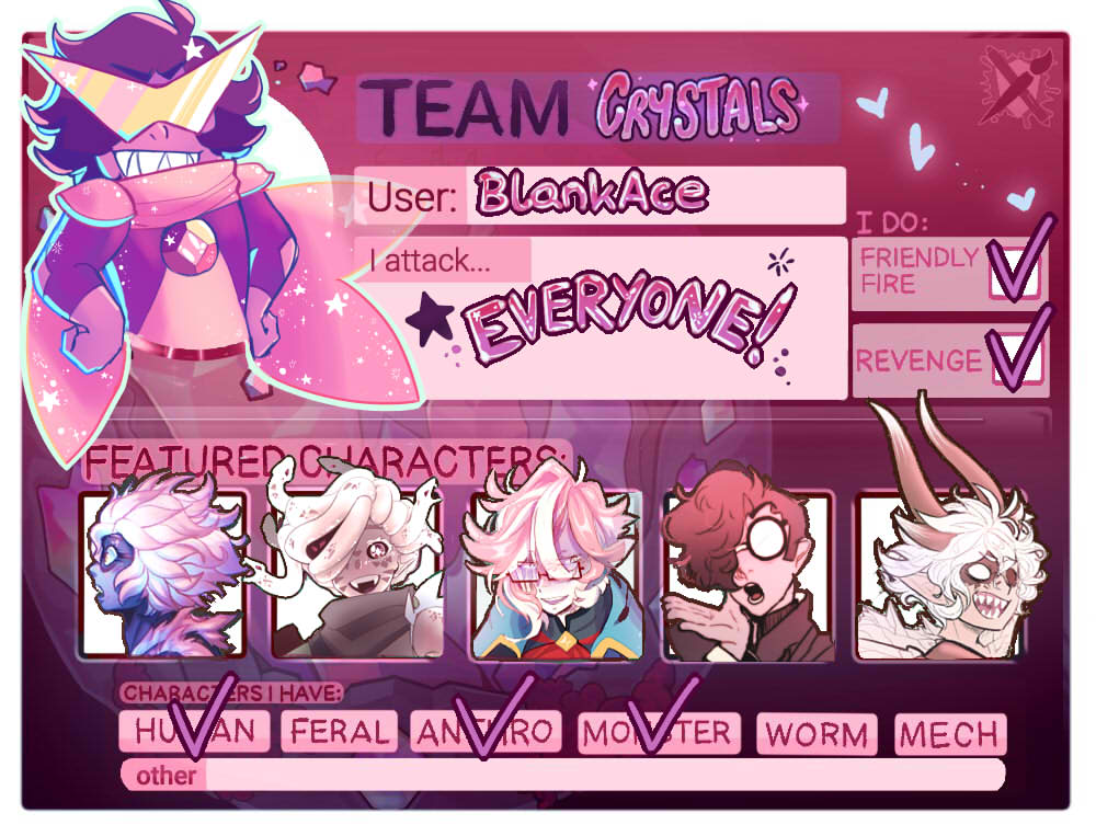 Not me reviving my old Steven Universe sona in the year of 2025 
You know the drill (ง •̀ゝ•́)ง

[artfight.net/~BlankAce]
#artfight #artfight2025 #teamcrystals