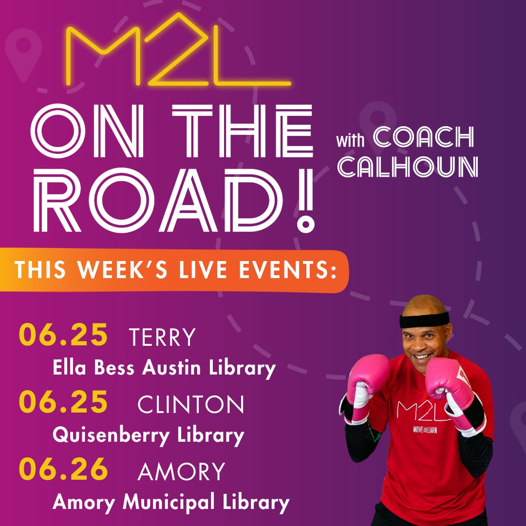 MovetoLearnMS's tweet photo. We're back on the road! This week, we'll be visiting libraries all over Mississippi! Stay tuned for highlights from:

Jackson! Utica! Forest! Terry! Clinton! Amory!

#letsgetmoving #Move2LearnMS https://t.co/kwikeIQDq0