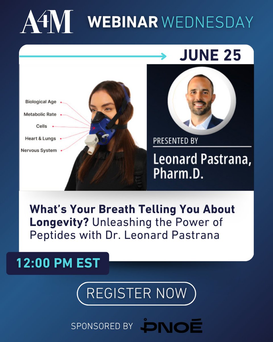 Join Dr. Leonard Pastrana, PharmD, co-founder of nuBioAge and a pioneer in cellular optimization and longevity medicine, for an exclusive webinar that delves into breath analysis, peptide therapy, and longevity
 
🔗go.a4m.com/3GfqVWF
<a href="/Pnoe_Analytics/">PNOĒ</a>