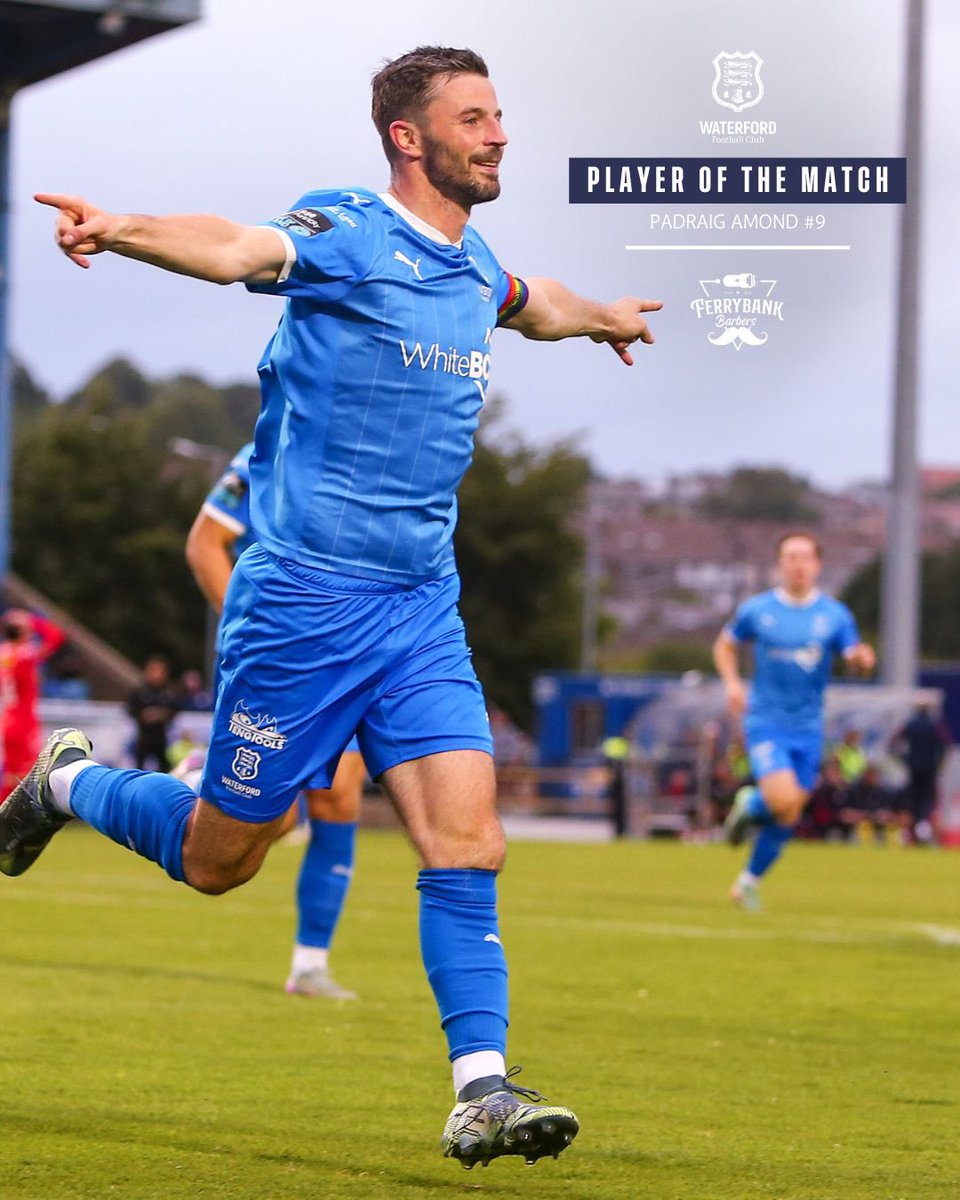 Tonight’s Waterford FC Player of the Match as voted by tonight’s Match Partner Ferrybank Barbers, is our number nine Pádraig Amond 👏

#WaterfordFC