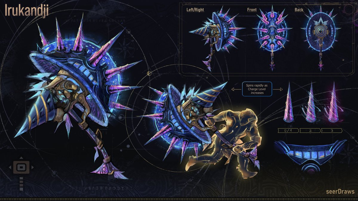 seerDraws's tweet image. Monster Hunter Wilds Weapon Design Contest
Hammer - Irukandji
Flimsy, black threads dance beneath the iridescent spines of this mysterious hammer. Holding it fills you with unease, as if the night sky was closing in on you.
#WeaponEntry #MHWilds
