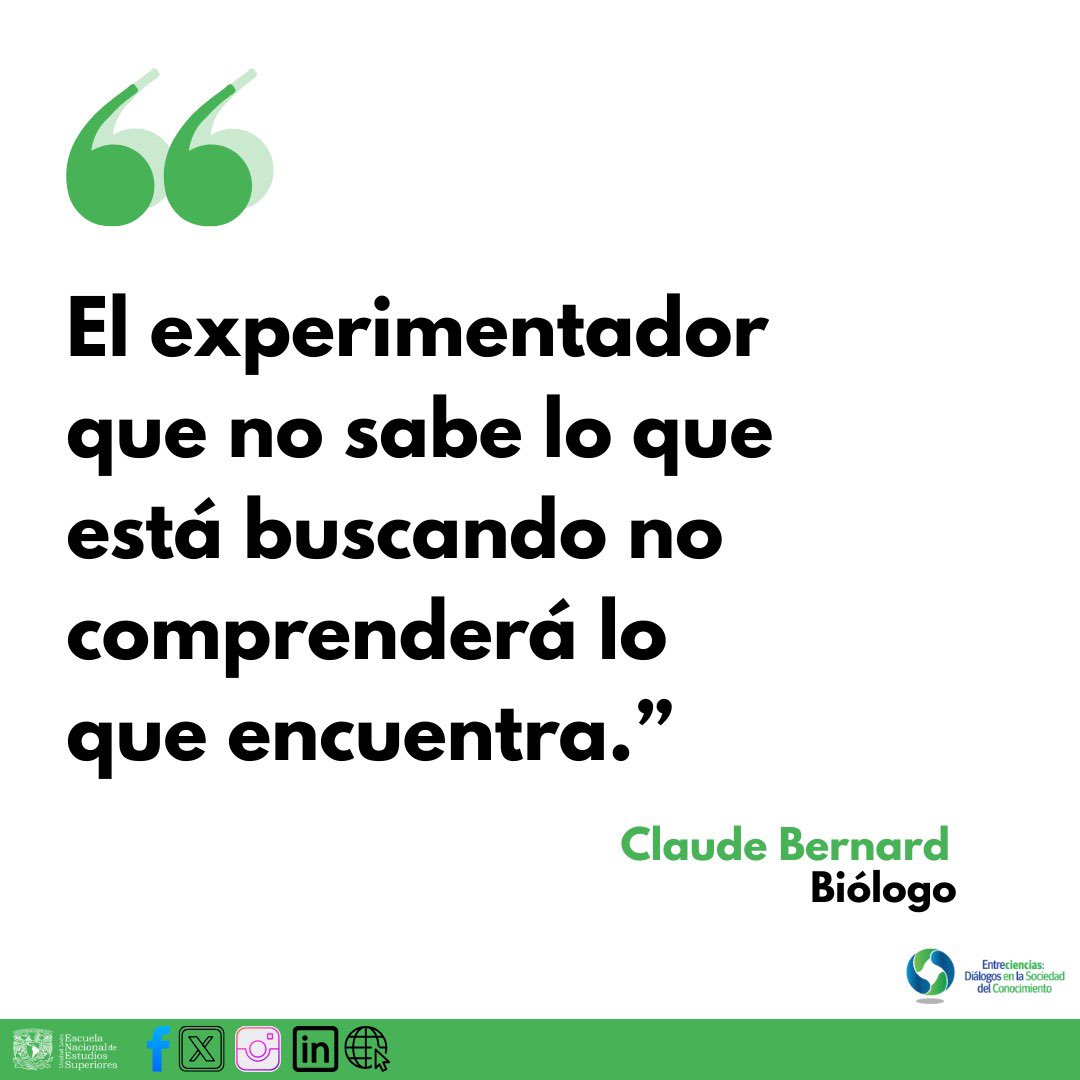 🧠📚🗣 #VocesQuePiensan | #Entreciencias

Una frase cada semana para detenernos y mirar con otros ojos.

Hoy: Claude Bernard 

#Filosofía #PensamientoCrítico #Reflexión