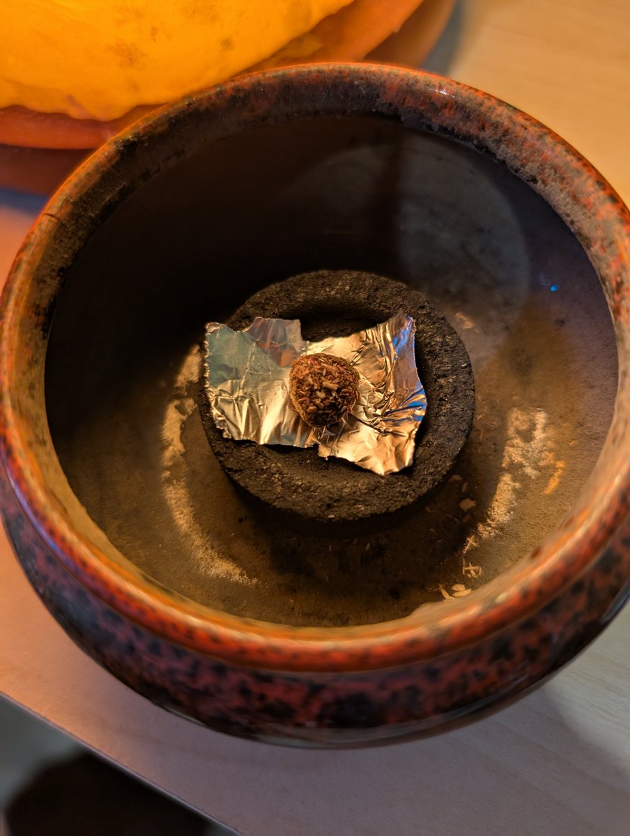 Listed a new addition to my Etsy shop today: incense! Really pleased with how this turned out, it's based on a traditional Egyptian recipe for incense held together by a paste of raisins, wine, and honey. Sweet, aromatic, smells like a molasses cookie. Link below!