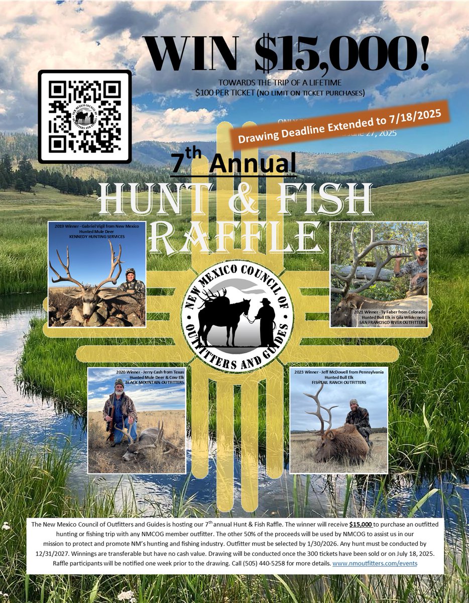 NMCoucilOG's tweet photo. We've extended the deadline of our raffle so that we can do the drawing live during our annual Summer Meeting on 7/18/2025. That means you have 4 more weeks to buy tickets! https://t.co/Ob0LGkY81n https://t.co/kmZLlLZMPU