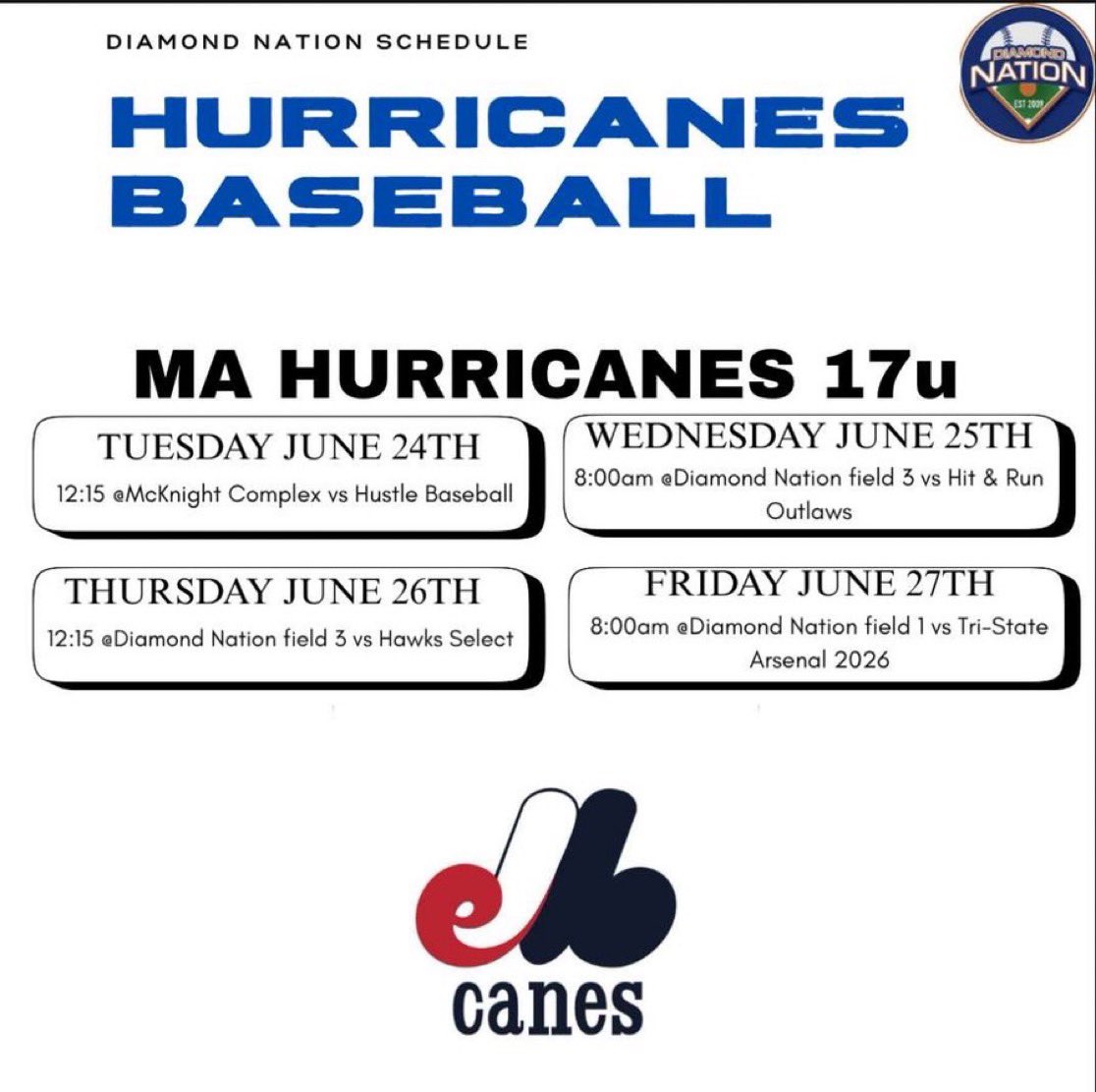 Jack Hogenauer (@jack_hogenauer) on Twitter photo Here is my schedule for this week’s Super 17 Invitational at Diamond Nation.
<a href="/j_murph35/">John Murphy</a> Here is my schedule for this week’s Super 17 Invitational at Diamond Nation.
<a href="/j_murph35/">John Murphy</a>