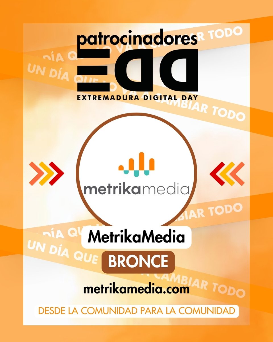 extredigitalday's tweet image. 📈 Gracias a @MetrikaMedia por sumarse como patrocinador Bronce de #EDD25.
Analítica, CRO y performance marketing con foco en resultados 📊
📅 27 sept · 📍 #Cáceres
#Cáceres #MetrikaMedia #MarketingDigital #PatrocinadoresEDD