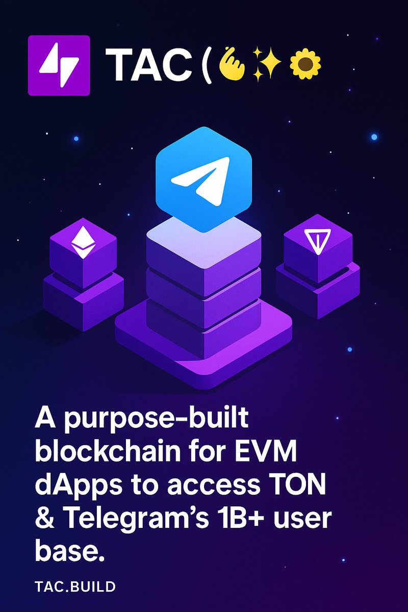 AyushSingh3291's tweet photo. 🚀 Introducing TAC Build — The bridge for EVM dApps to tap into the power of TON and Telegram’s 1B+ user base. 🌐

Build seamless, connected, and future-ready decentralized apps — all in one place. 💡
@TacBuild
#EVM #TON #Telegram #Blockchain #TACBuild #dAppRevolution https://t.co/AZfg2rhXfW