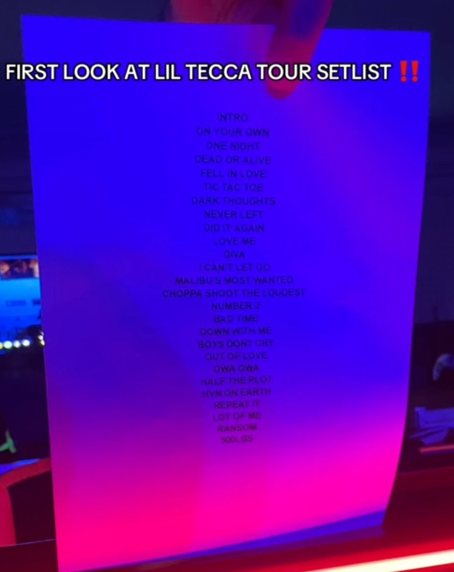 La setlist de la tournée Dopamine de Lil Tecca 

Révisez bien à demain les frères 🫡