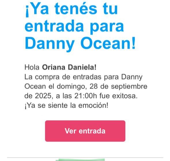 Mi hija me regaló la entrada para ver a <a href="/Dannocean/">Danny Ocean</a> 🇦🇷 ! Demasiado !!  Soy su fan más old , pero también más cool !