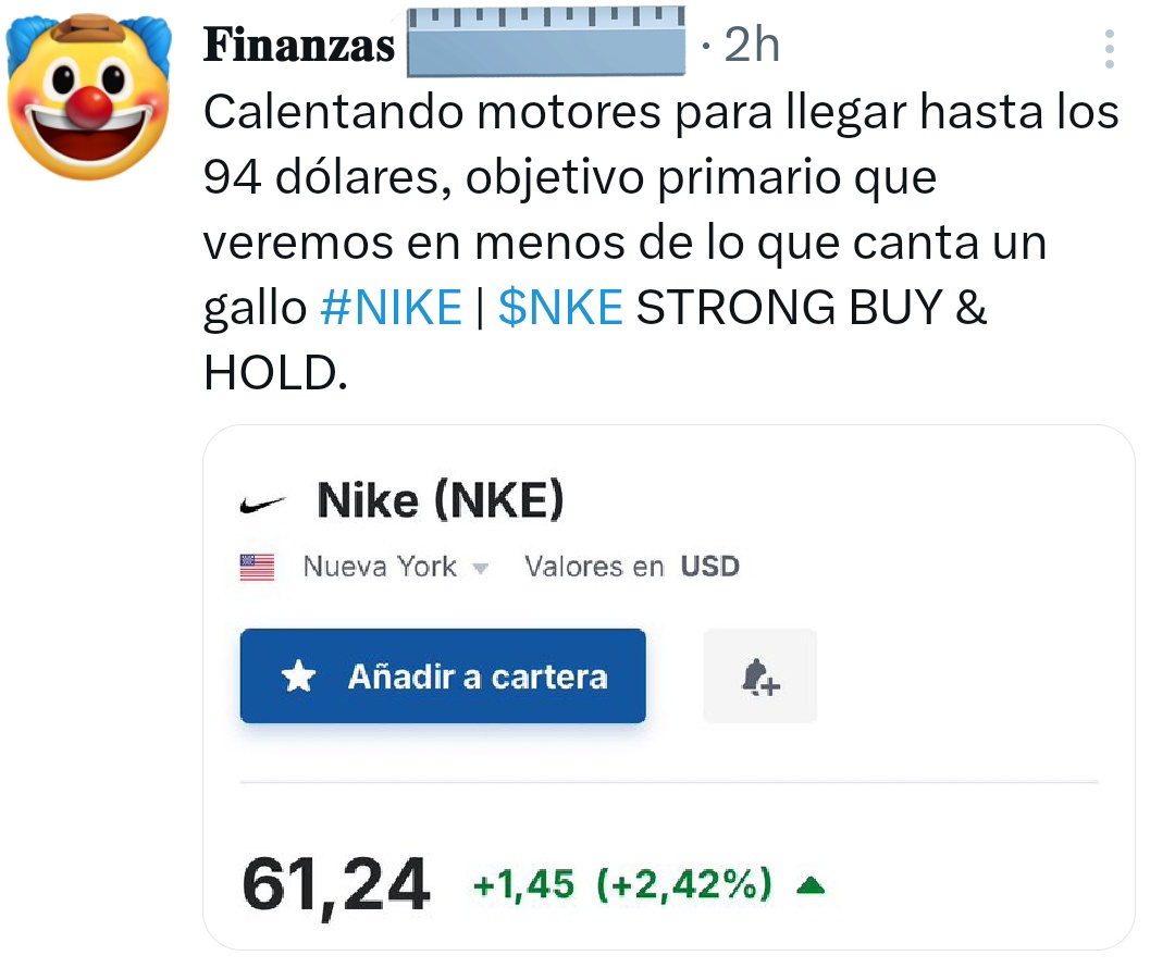 Finanzas_END's tweet photo. Y digo yo, ¿cuántos meses van ya que no pasa de ahí? ¿No estarás especulando y MANIPULANDO para volver a hacer un nuevo "pump and dump" como con Pharol, no? '_Finanzas_'

$NKE #NIKE #ESTAFANKE #ESTAFANIKE https://t.co/FR9dv59RZo