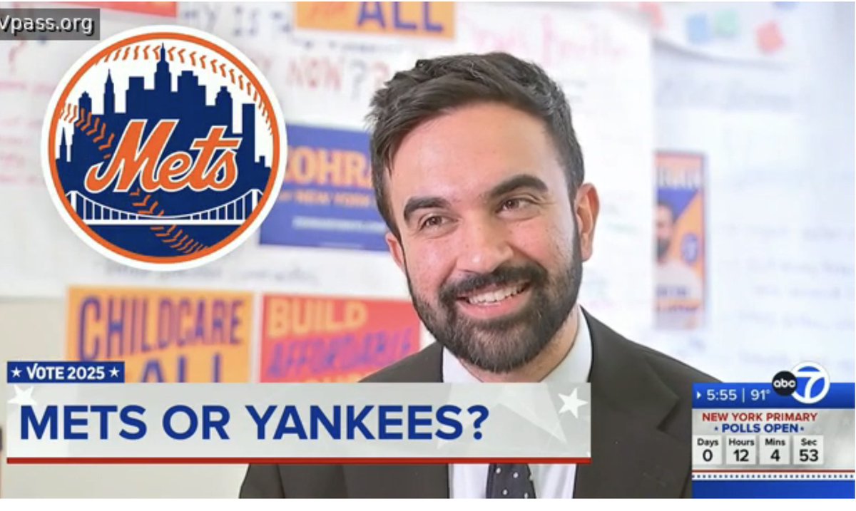 metsnewsletter's tweet image. WABC asked the mayoral candidates &quot;Mets or Yankees?&quot; Zohran Mamdani said &quot;Mets&quot;, adding &quot;I must admit I&apos;m a bit of a fair-weather fan.&quot; Andrew Cuomo said &quot;both.&quot;
