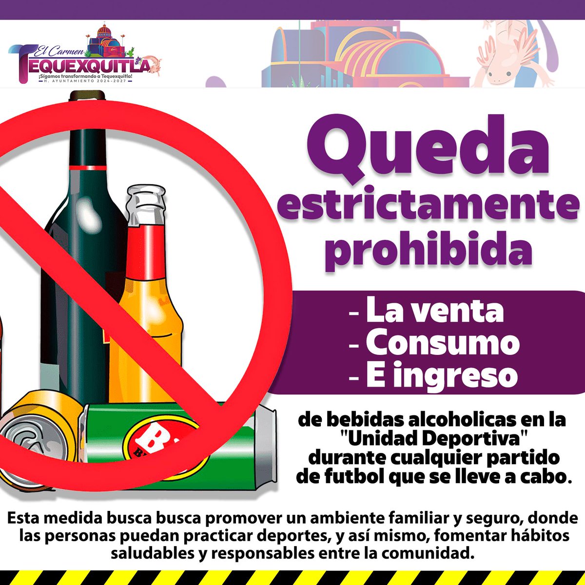 #Tequexquitla
🚫🍺El Ayuntamiento de Tequexquitla informa la prohibición a la venta, consumo e ingreso de bebidas alcohólicas en la Unidad Deportiva
Con el objetivo de fomentar un ambiente deportivo sano para las familias
lineadecontraste.com/el-ayuntamient…
#lineadecontraste