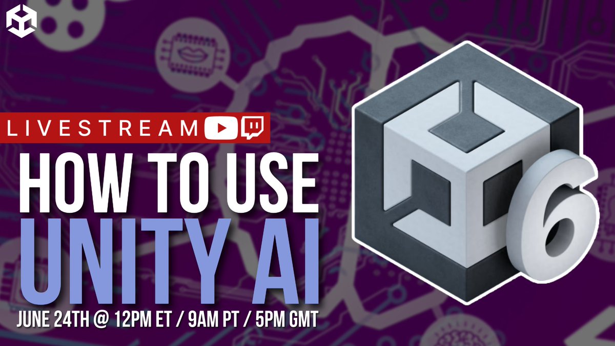 Unity for Games (@unitygames) on Twitter photo 🧠Unity AI is here—and you can start using it today in the 6.2 beta.
Join <a href="/ManuVision/">Manuel Sainsily</a> live as he shows how to build smarter, faster, and with way less friction.
đź“… June 24 @ 12pm ET / 9am PT / 5pm GMT
📺 on.unity.com/43R0srI
#Unity6 #LiveWithUnity #AI #GameDev 🧠Unity AI is here—and you can start using it today in the 6.2 beta.
Join <a href="/ManuVision/">Manuel Sainsily</a> live as he shows how to build smarter, faster, and with way less friction.
đź“… June 24 @ 12pm ET / 9am PT / 5pm GMT
📺 on.unity.com/43R0srI
#Unity6 #LiveWithUnity #AI #GameDev