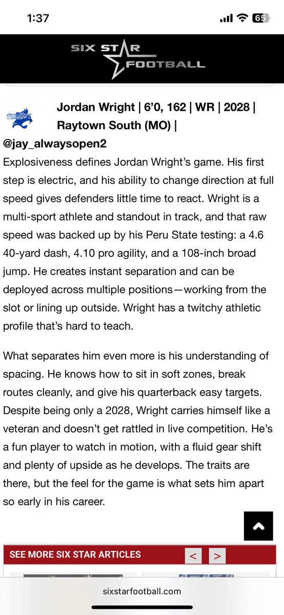Jordan Wright (@jay_alwaysopen2) on Twitter photo Thank you <a href="/sixstarfootball/">Six Star Football | PLUS+</a> for the write up.. <a href="/RaySouthFB/">Raytown South High School Football</a> Thank you <a href="/sixstarfootball/">Six Star Football | PLUS+</a> for the write up.. <a href="/RaySouthFB/">Raytown South High School Football</a>