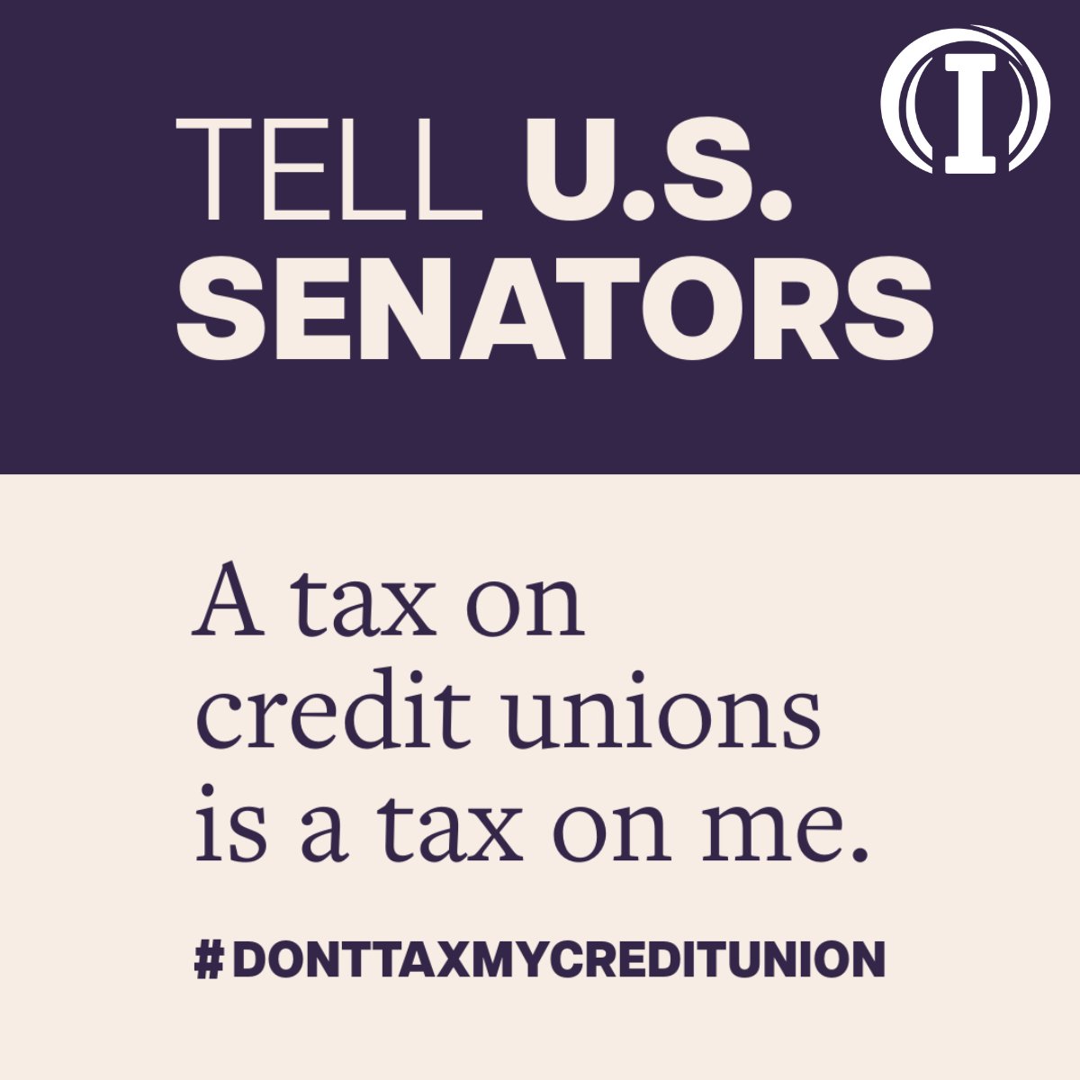 Reach out to your U.S. Senators! It's as easy as clicking this link, adding your info, and hitting "send message": ow.ly/IHtu50WeYrW.
#DontTaxMyCreditUnion
