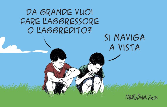nonsonpago1's tweet photo. Da grande vuoi fare l'#aggressore o l'#aggredito?
Sì naviga a vista
#Biani !💔
I #meravigliosi #bambini di Biani e la #disperata #consapevolezza di un #mondo #orribile.
"La guerra è la più diffusa forma moderna di terrorismo"
#StopWar
#StopGenocide
@maurobiani
@repubblica https://t.co/Ym4vESdmEI