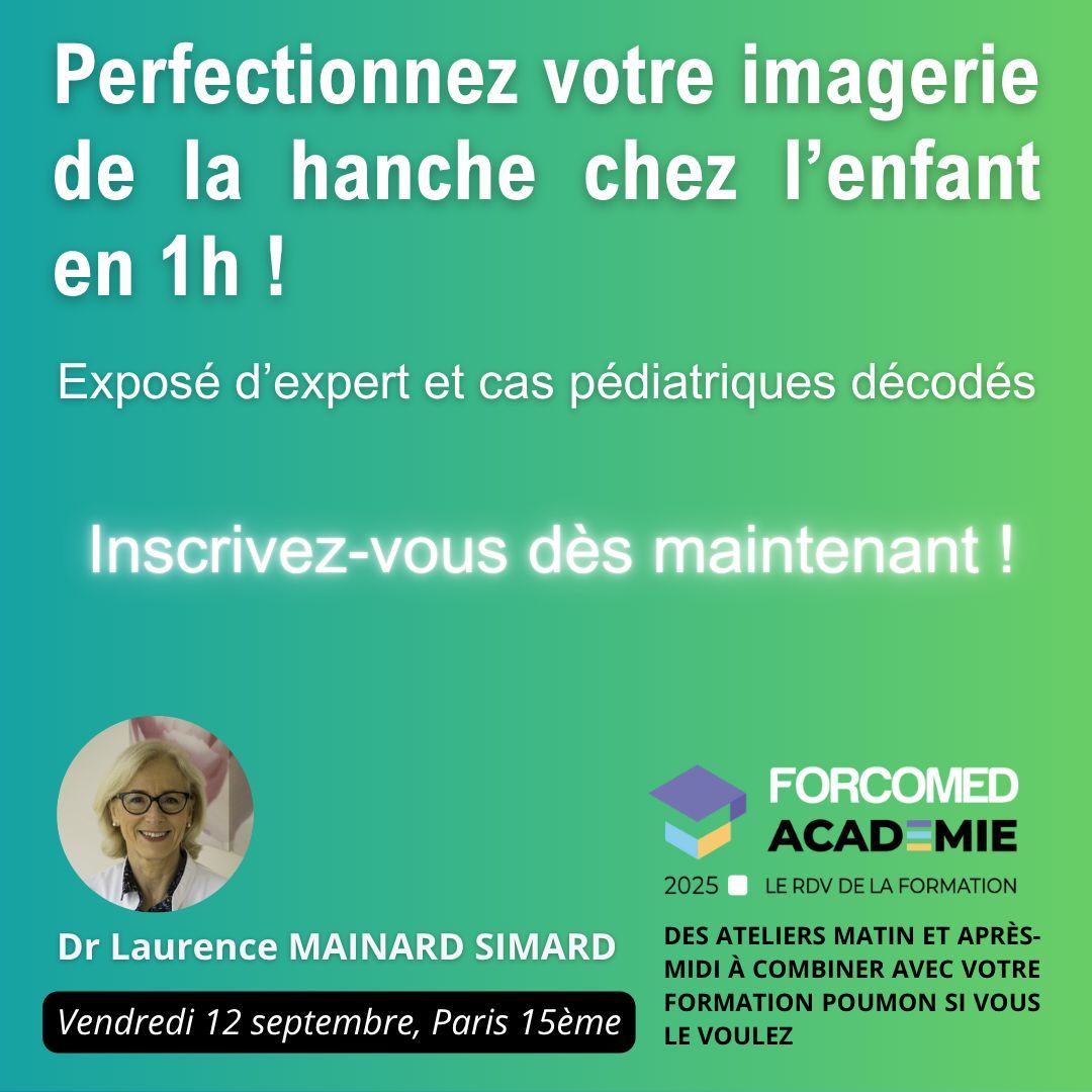 👶 Perfectionnez votre imagerie de la hanche chez l’enfant en 1h ! Le Dr. Mainard Simard décode des cas pédiatriques le 12 sept. 2025, Paris 15ème. Inscrivez-vous dès maintenant ! bit.ly/Forcomed-Acade…