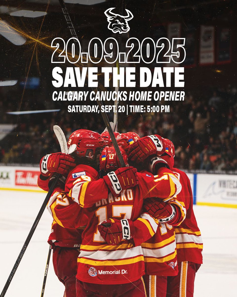Calgary_Canucks's tweet image. Mark your calendar for our 2025-26 home opener.
Back in the Bell. Back with the best fans in the AJHL.