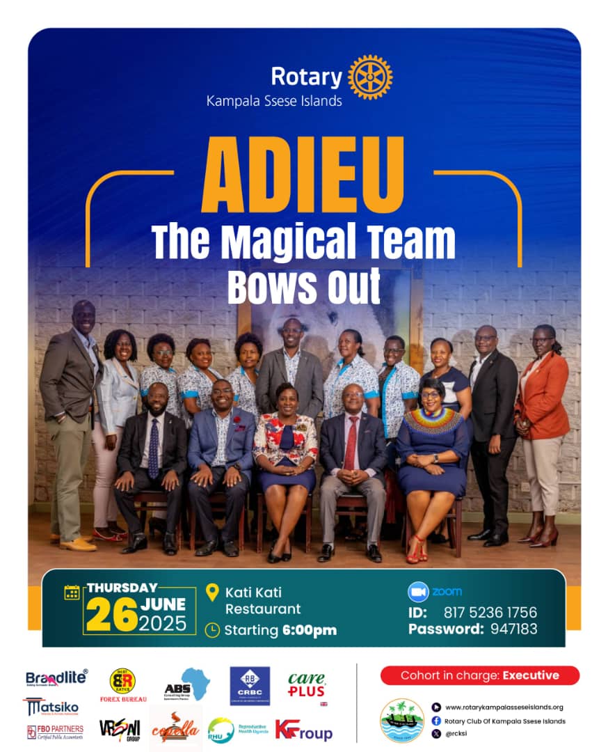 #SseseFellowships Its the swan song edition! Let us all turn up as the #MagicalTeam say farewell to their Rotary year!! It's an appreciation affair at Kati Kati on Thursday 26th June from 6pm!! #RCKampalaSseseIslands