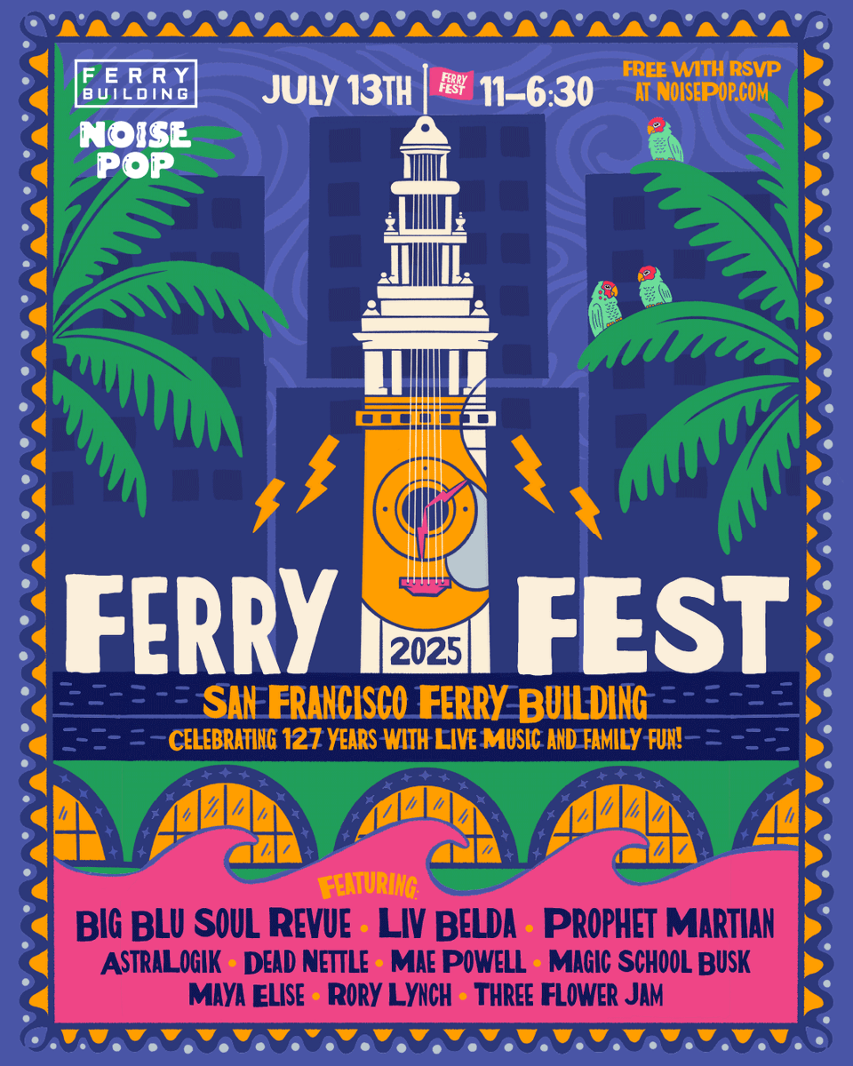 Join us at Ferry Fest 2025!🤘 <a href="/noisepop/">Noise Pop</a> is bringing a new music festival to celebrate this beloved landmark's 127th birthday! Enjoy live music, waterfront views, &amp; all your favorite Ferry Building spots ✨

+ RSVP for a chance to win a special VIP Package: t.dostuffmedia.com/t/c/s/287415