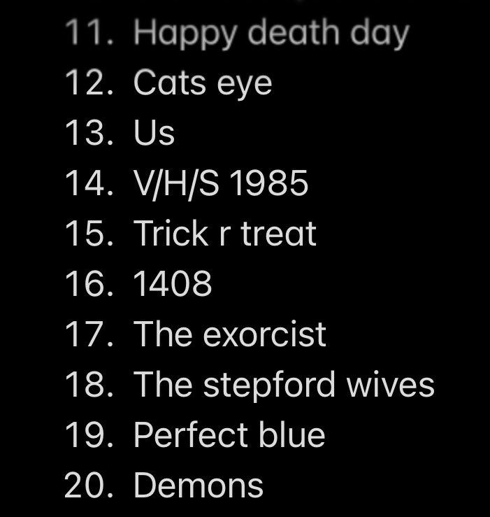 missnightdemonz's tweet photo. 🚨‼️LOOKING FOR NEW MOOTS‼️🚨

!!Retweet pls!!

#Horrortwt/#filmtwt

My favorite horror movies:

Updated my list (these are in order of how i prefer them, the rest down below)

1. Possession
2. The shinning
3. A nightmare on elm street
4. Night of the demons
5. Sleepaway camp
6. Rocky horror picture show
7. The craft
8. The lost boys
9. Rosemary’s baby
10. Braindead/dead alive