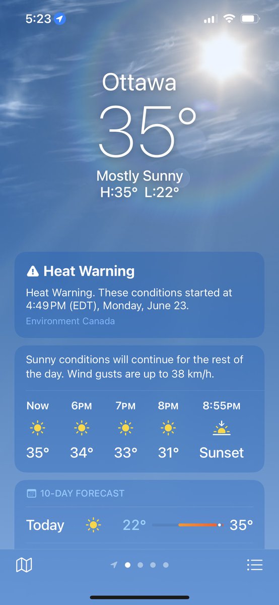 Père céleste, créateur du ciel et à la terre papa abeg baisse unpeu le volume du soleil!! Il fait très 🥵 au Canada. 

Et dire que les prévisions disent qu’on risque toucher les 40degres. Aie