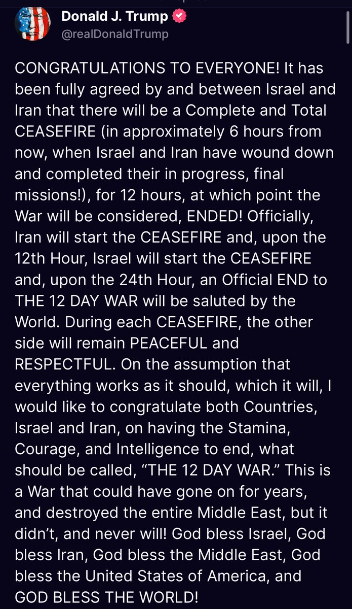 realcode77's tweet image. Trump just ended the 12 day war between Israel and Iran,,  #trump