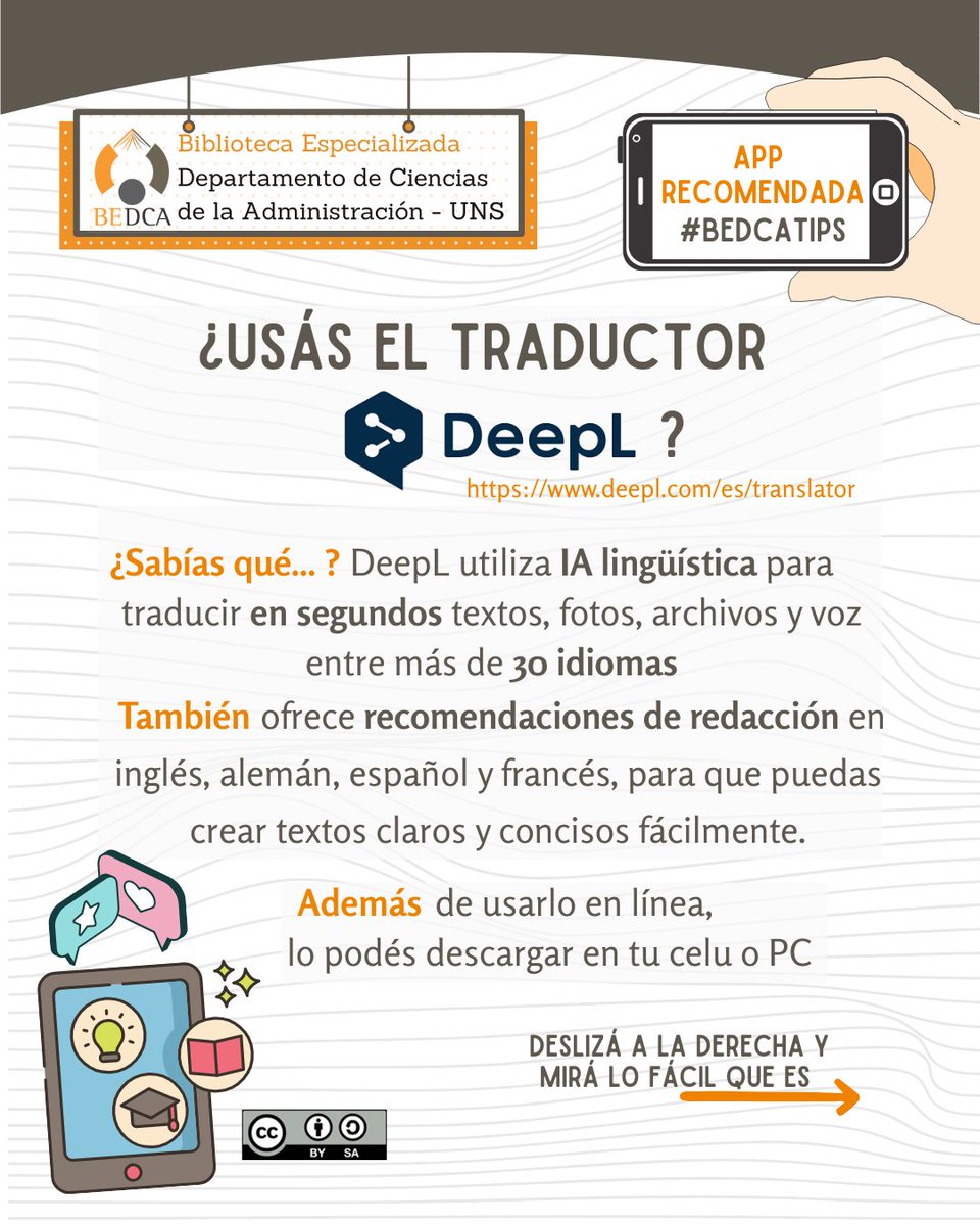 Bibliotecadca's tweet photo. 🌍 ¿Querés traducir rápido y con precisión?

💫Probá DeepL, el traductor con IA que te facilita todo: textos, fotos, documentos y más📱💻

🧠 Además, ¡te da sugerencias de redacción!

Quedate en este post y mirá cómo usarlo 🤓 https://t.co/5qLTLyGbDC