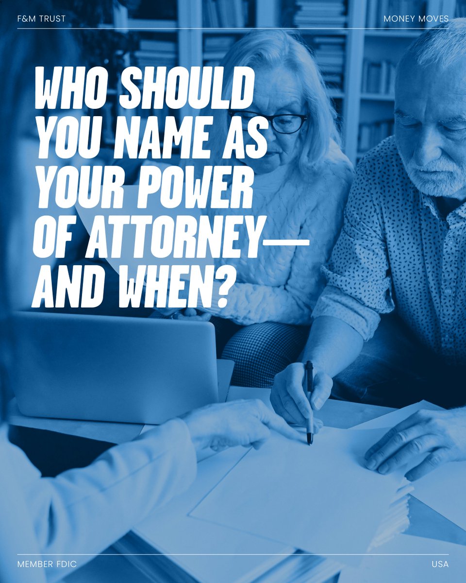 Last week Alyssa Proctor, VP and Wealth Advisor, explained what a Power of Attorney is and how it can support you. In our latest Money Moves blog, she shares who you should consider naming as your POA and when to set it up. Read more: fmtrust.bank/money-moves-ar…