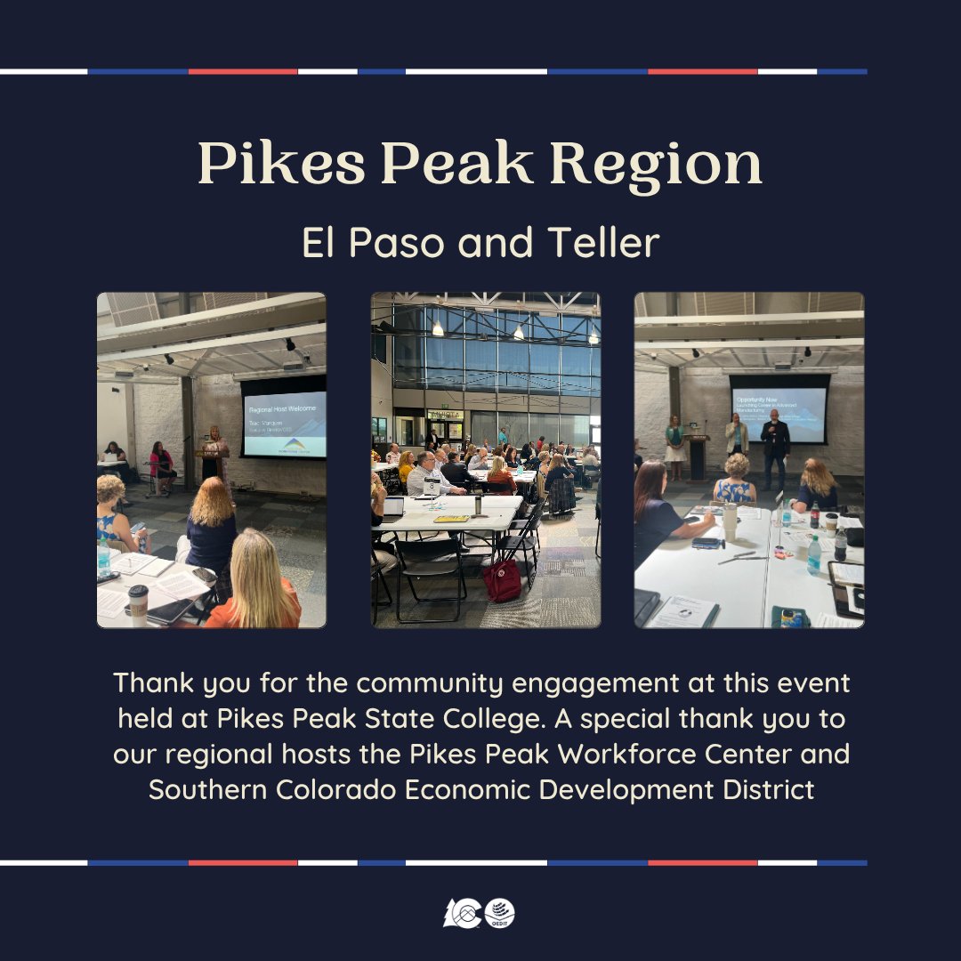 Our Talent Innovation division, Pikes Peak Workforce Center and Southern Colorado Economic Development District hosted a Regional Talent Summit at Pikes Peak State College to discuss much needed career pathway solutions 👇 oedit.colorado.gov/press-release/…