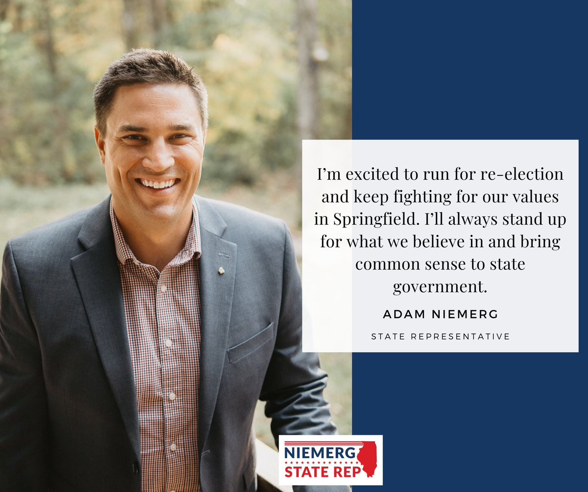 adamniemerg's tweet image. I’m excited to officially announce my re-election campaign for State Representative.
It’s been an honor to serve, and I’m committed to continuing the work of bringing common sense to Springfield and standing up for the values we all believe in.
Thank you for your continued…