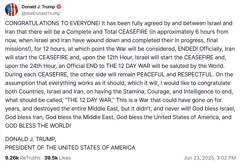 Oh man... this will piss off the Democrats and the left. They needed WWIII to break out for more theatrics and slander. I bet we don't see a single "good job Mr. President."
