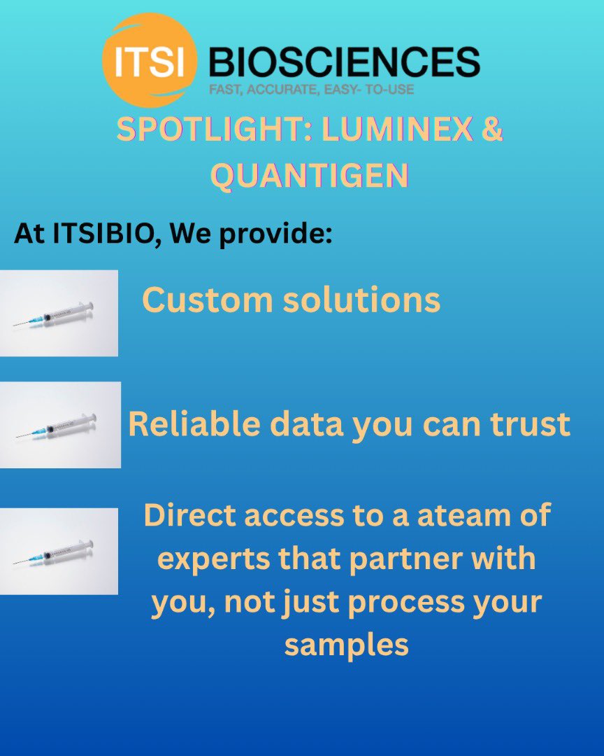 itsibio's tweet photo. Every dataset we deliver starts with a team that cares.

At ITSI BIO, Luminex and QUANTIGEN aren’t just services, they're partnerships.

#Luminex #Quantigen #ScienceTeam #ITSIbio https://t.co/nyTODivcwh