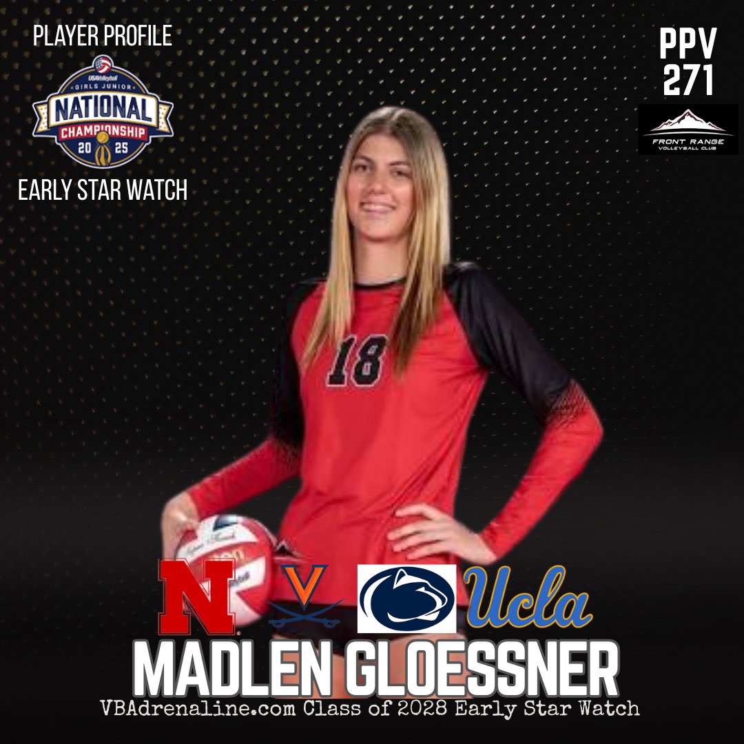 VBAdrenaline's tweet image. Next 2 up #PlayerProfile Early Star Watch Class of 28 Cala Haffner a special Lib and Madlen Gloessner a middle from CO we will spotlight them in Dallas and many more. Check their profiles on the site w our entire 28s list