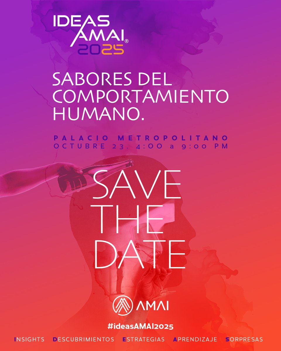🔥 #IDEASAMAI2025 el evento más esperado por los amantes de los datos, las tendencias y el comportamiento humano, este año viene con un menú irresistible de conocimiento 🍽️ 

Muy pronto toda la información, reserva la fecha: 23 de octubre 📅
