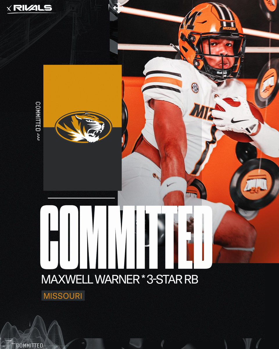 Maxwell Warner (<a href="/maxwarner26/">Maxwell Warner</a>) commits to #Mizzou.

More from the Class of 2026 running back, his parents and Chicago (Ill.) Whitney Young coach Dan Finger: missouri.rivals.com/news/2026-thre…